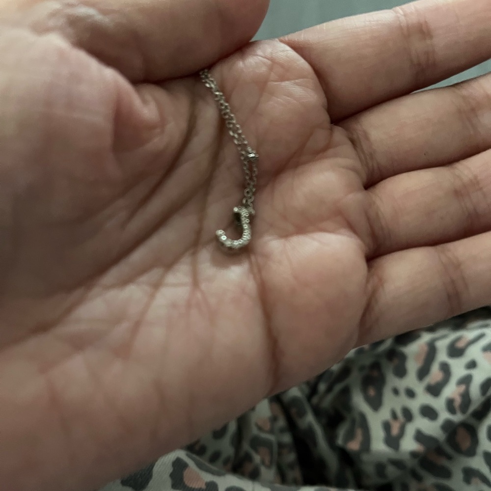 J Pendant with Diamond chips